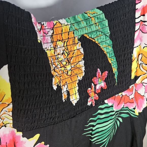 0004 Old Navy New NWT Tropical Black Floral Spaghetti Strap Dress Travel Size XL - Picture 4 of 11